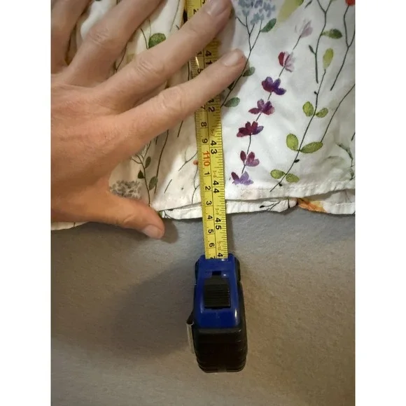 Linda Anderson Dress Womens L White Floral V Neck Tiered Swing Midi Sundress - Picture 7 of 14